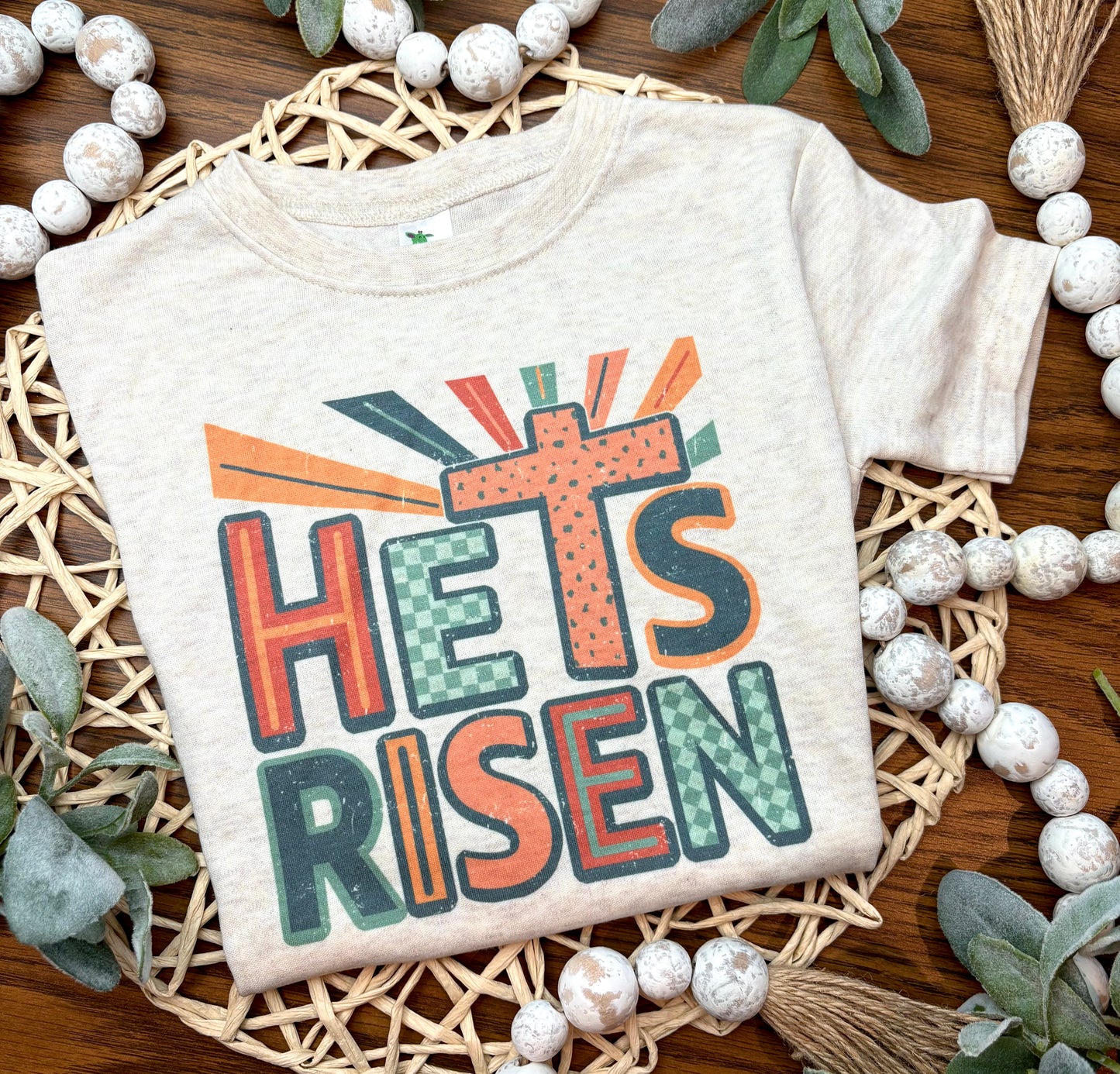 He is Risen with Colorful Cross