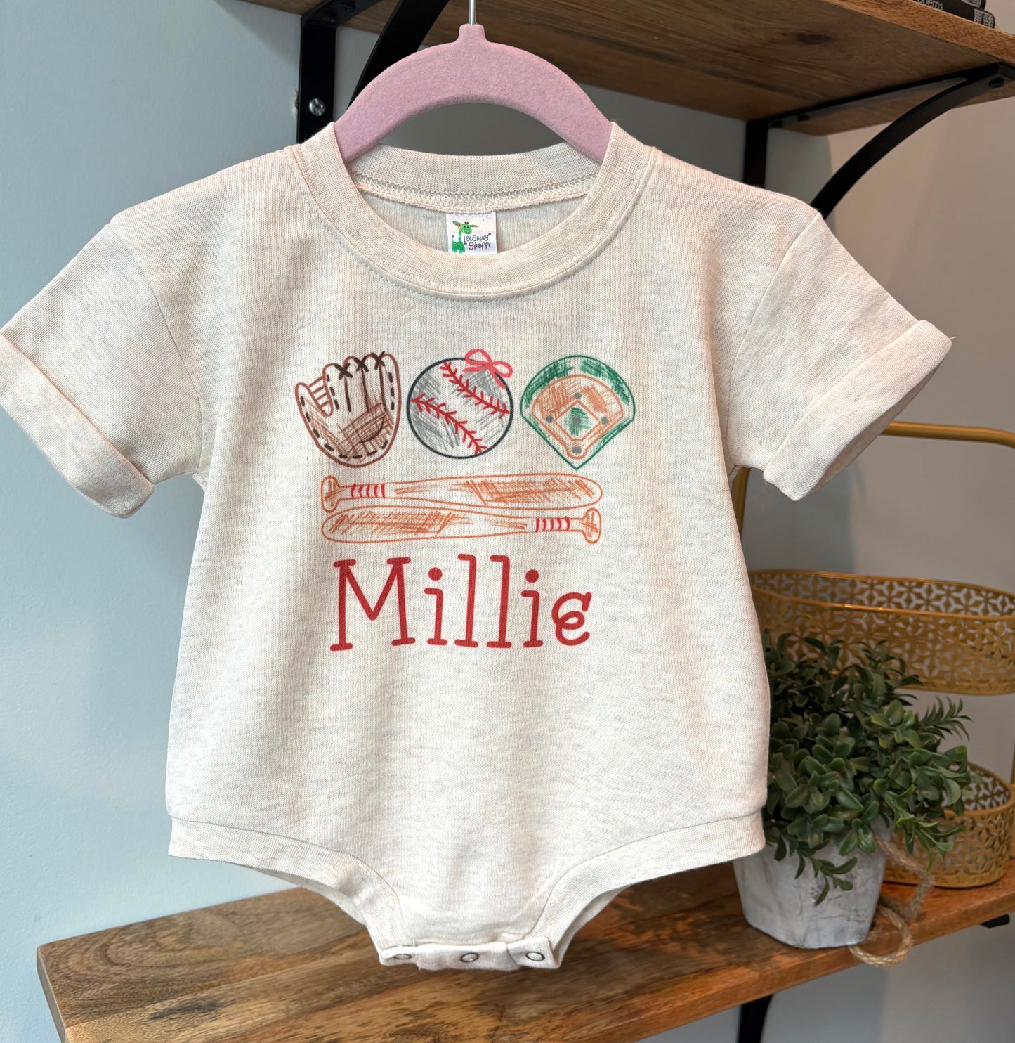 Girl Scribble Baseball with or without Name on Oatmeal