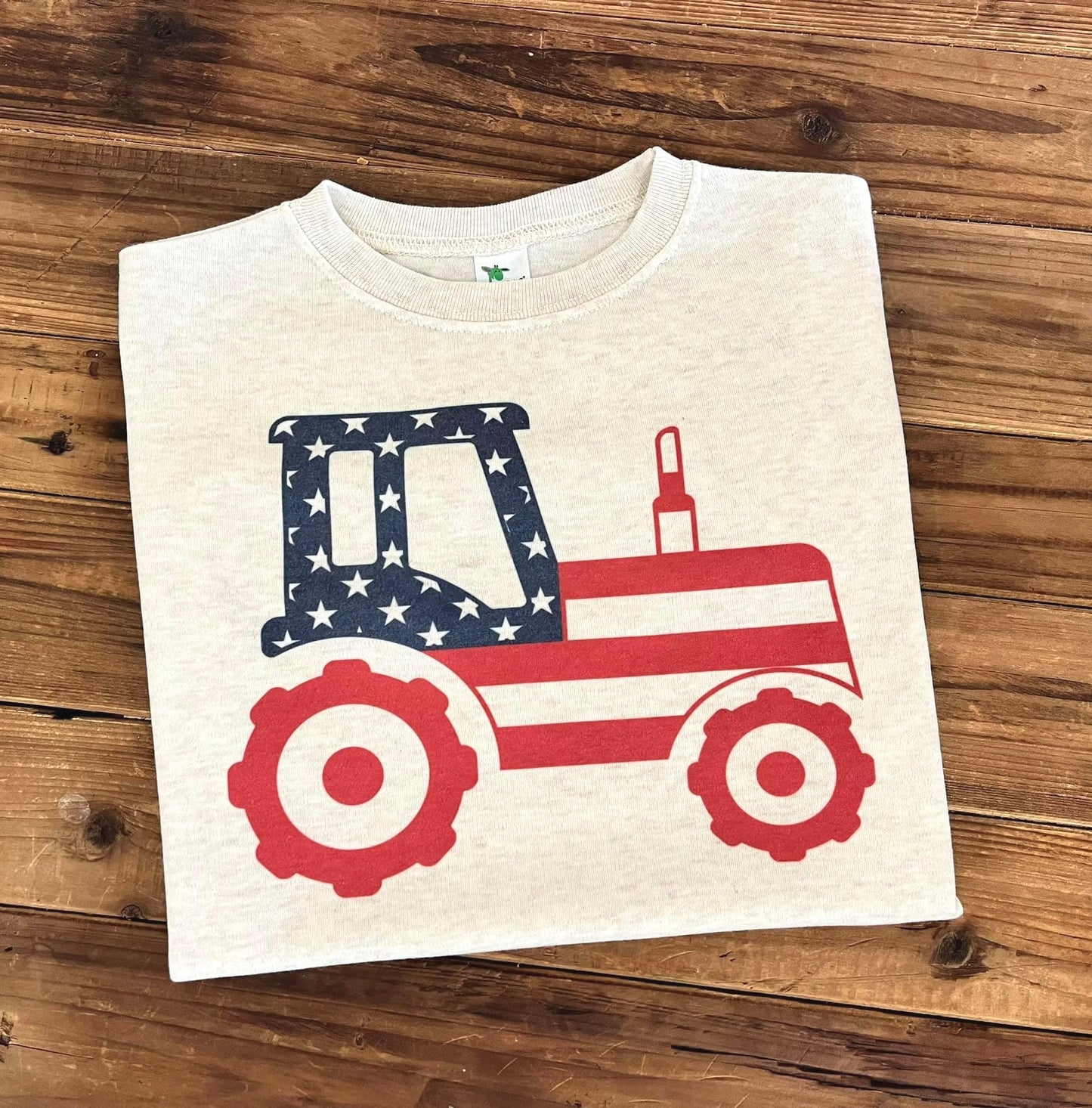 Red White Blue Flag Tractor