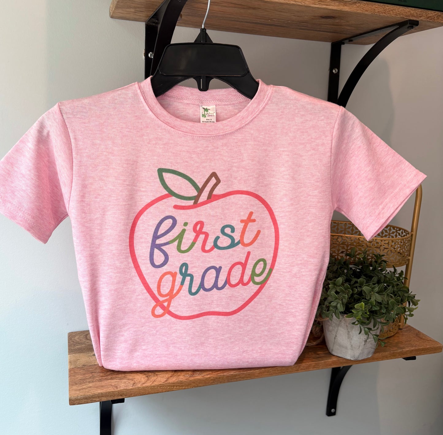 Neon Girlie School Apple - on Pink - Custom - Pre-K, Preschool, First Grade, Second Grade, Third Grade, Fourth Grade, Fifth Grade