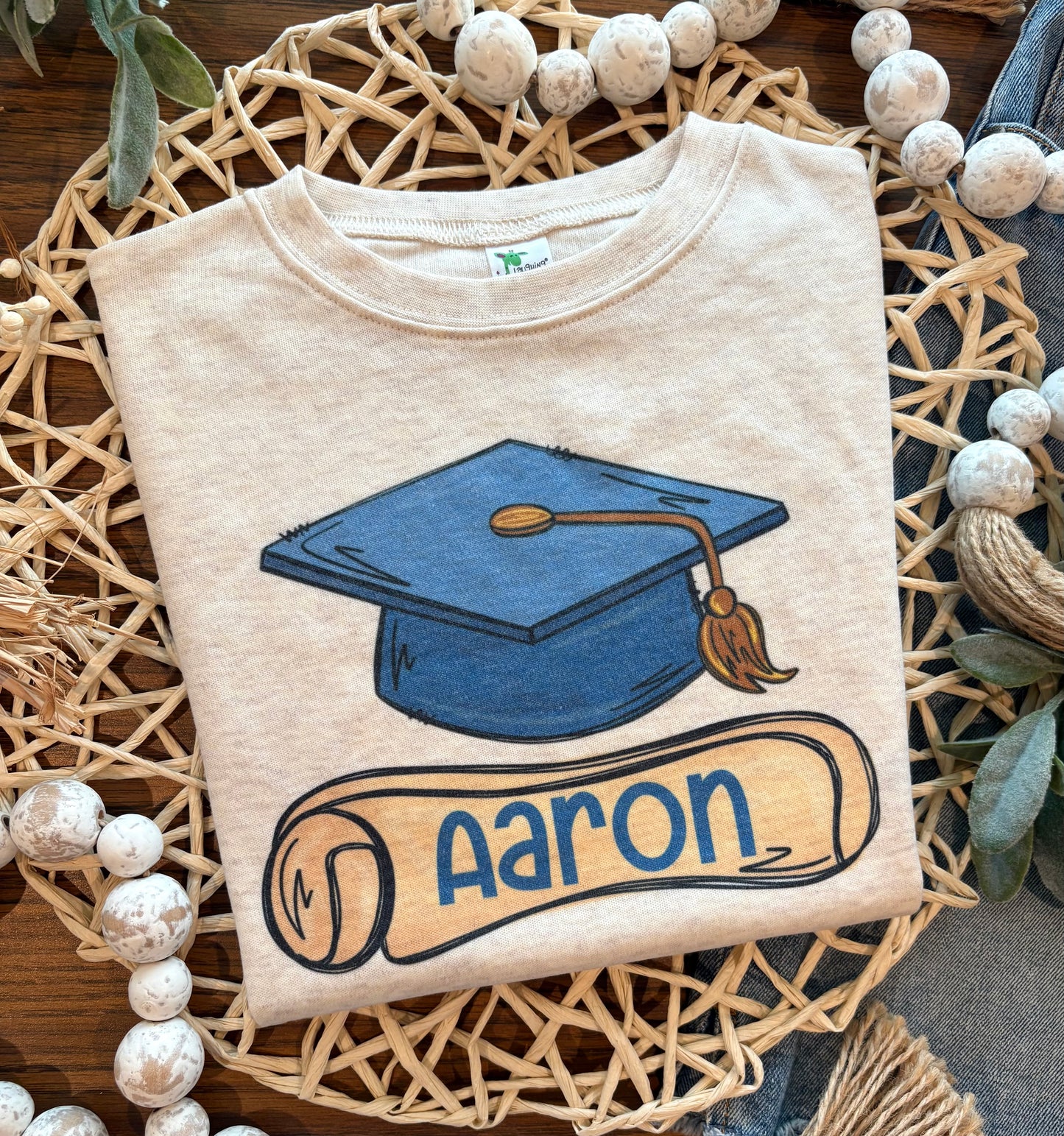 Blue Cap and Diploma with Name