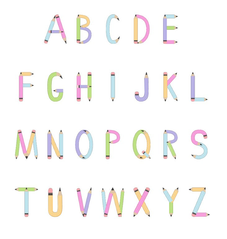 Single Letter Pencil Initial - Girlie Colors
