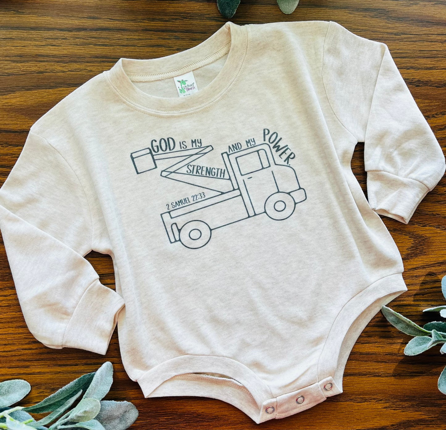 Bucket Truck with Scripture on Oatmeal