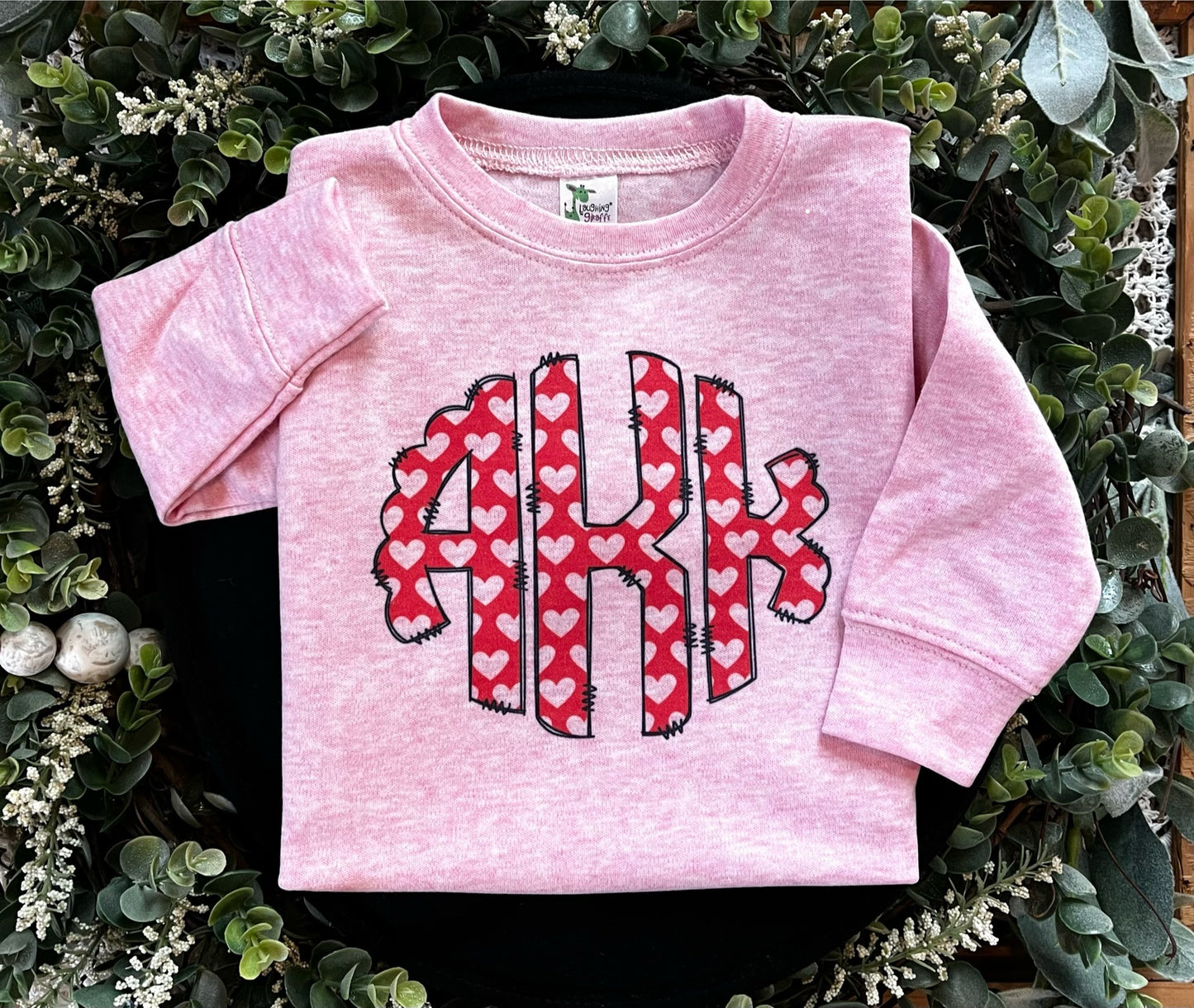 Custom Hearts Monogram on Pink