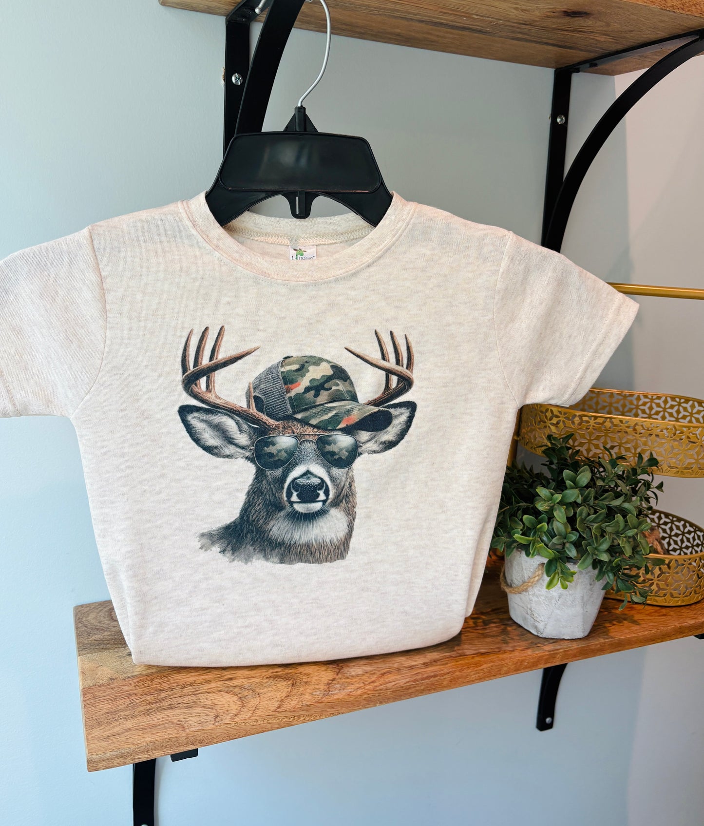 Deer with Camo Hat on Oatmeal