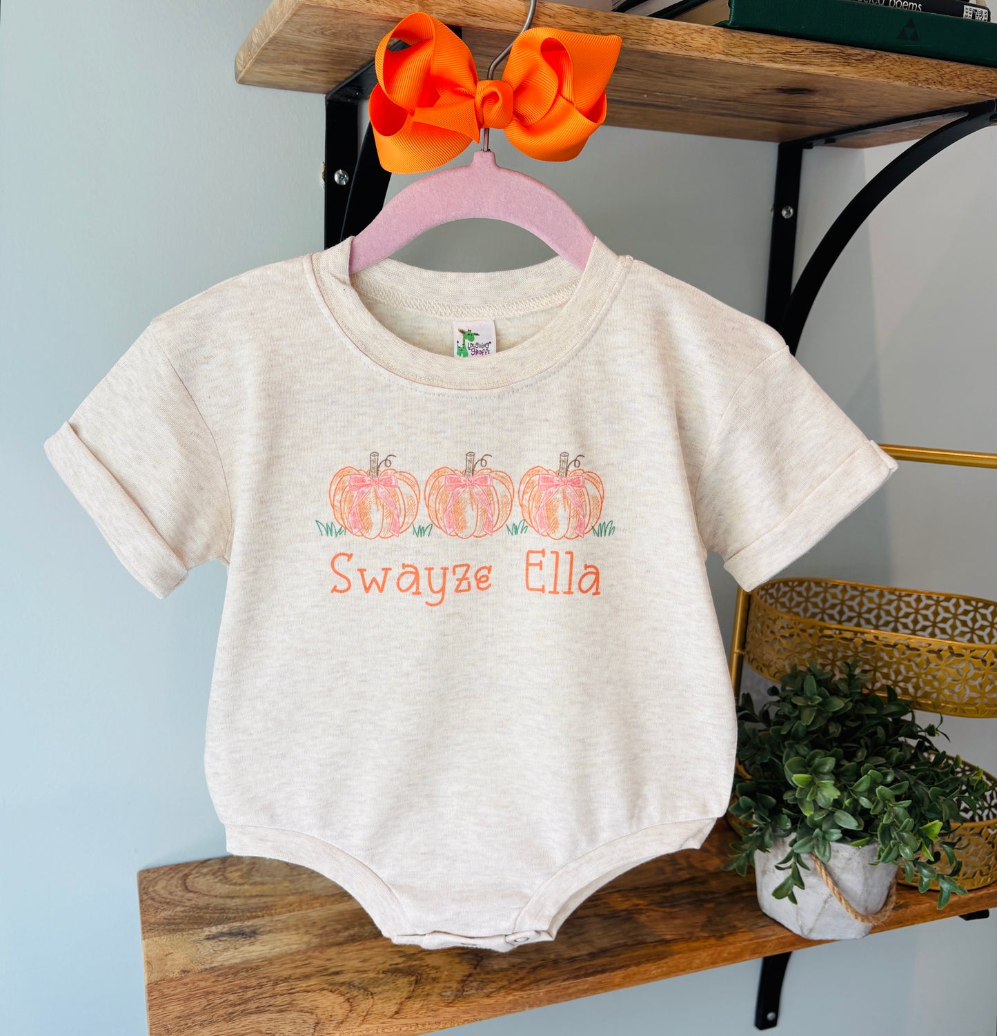 Girl Scribble Pumpkin Trio with or without Custom Name