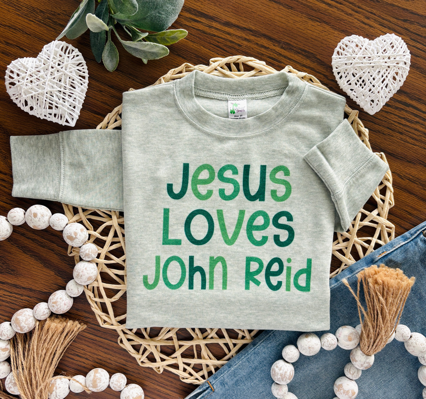 Jesus Loves Custom Name on Sage