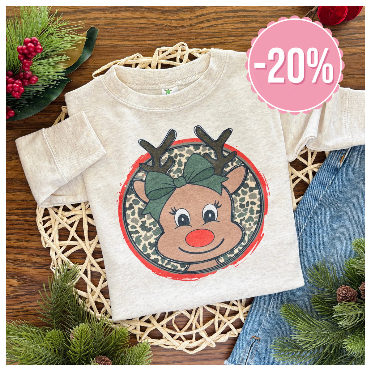 Girl Reindeer on Oatmeal  ‼️ Sale ‼️ 20% off at Checkout ‼️