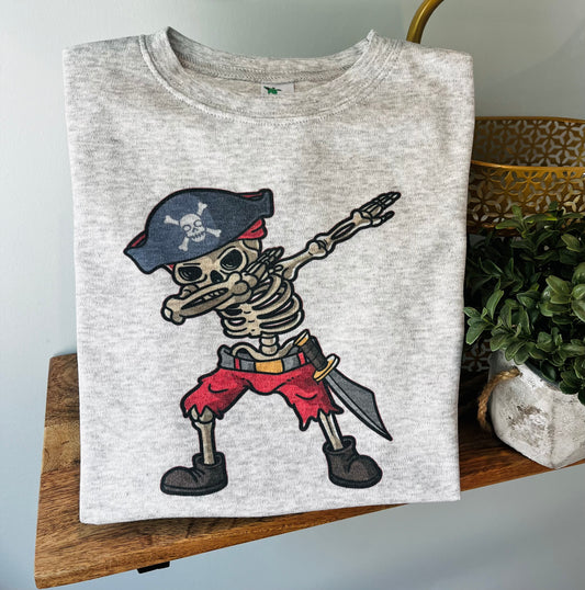 Dabbing Pirate Skeleton on Grey