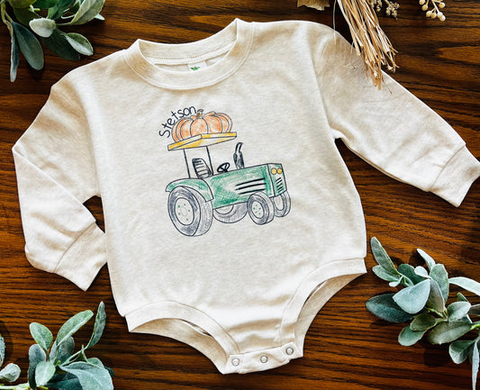 Green Scribble Tractor with Name