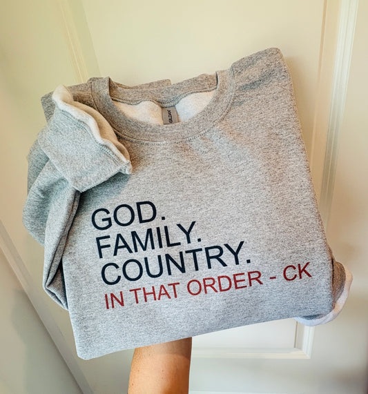 Sweatshirt - God Family Country- Charlie Kirk