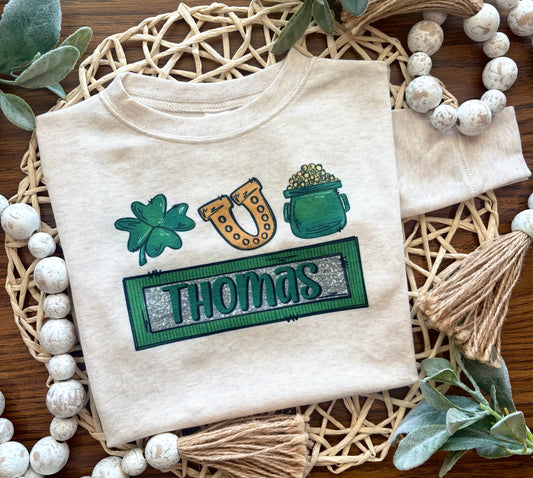St Patricks Day Trio with Custom Name