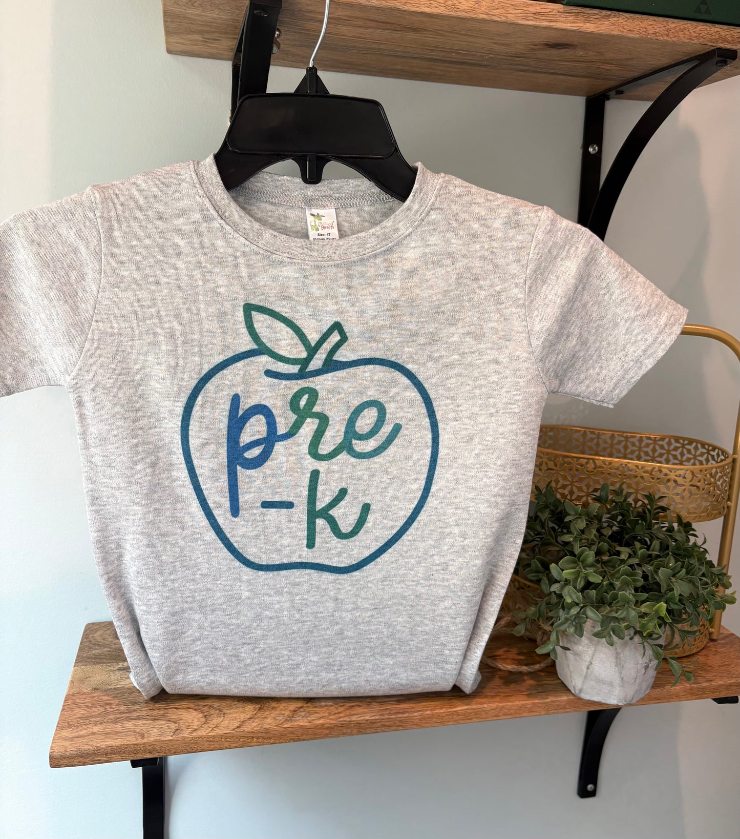 Boy Neon Apple, Pre-K, Preschool, Kindergarten, First Grade, Second Grade, Third Grade, Fourth Grade, Fifth Grade on Grey
