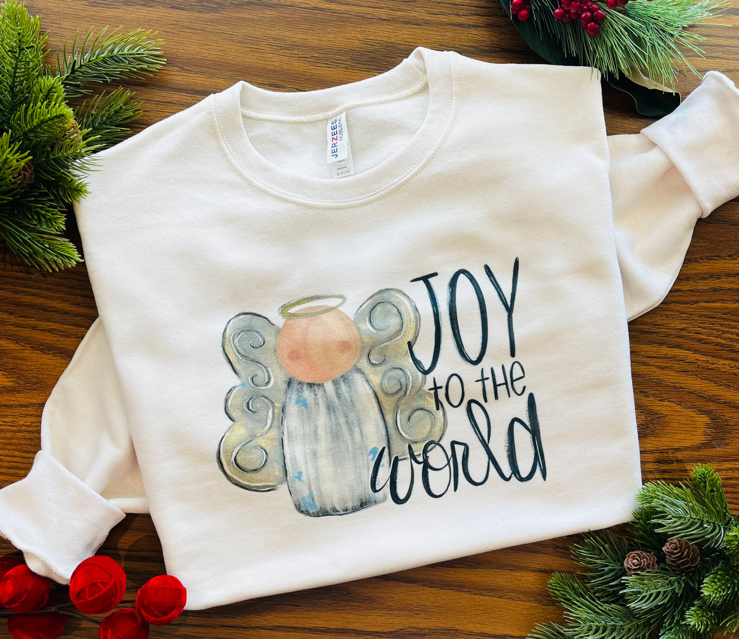 Joy to the World Angel Cream Sweatshirt