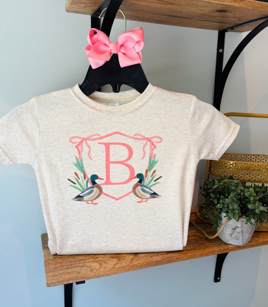 Girl Mallard Crest with Custom Initial