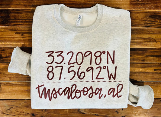 Tuscaloosa AL Coordinates Sweatshirt