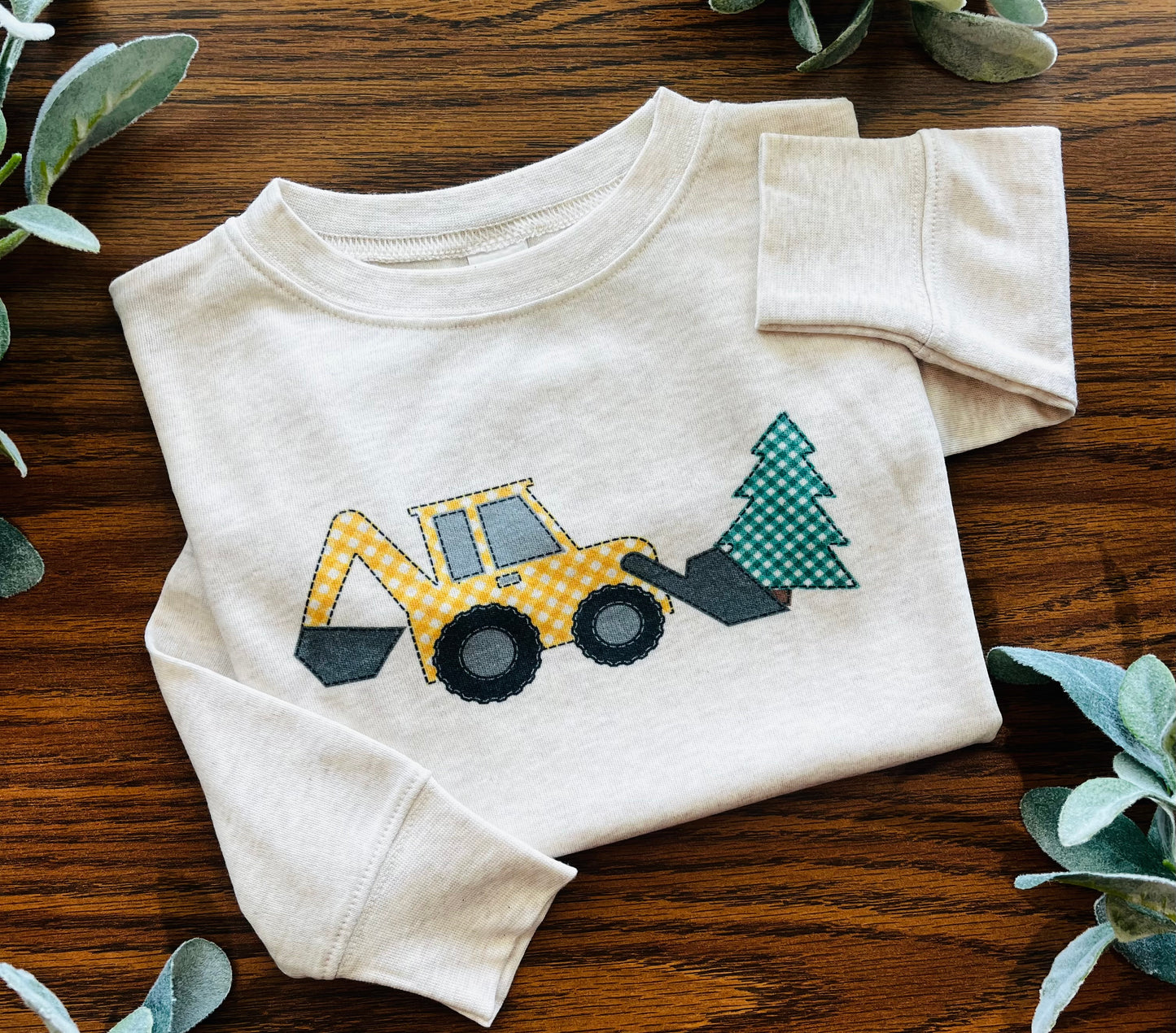 Faux Appliqué Backhoe Christmas Tree