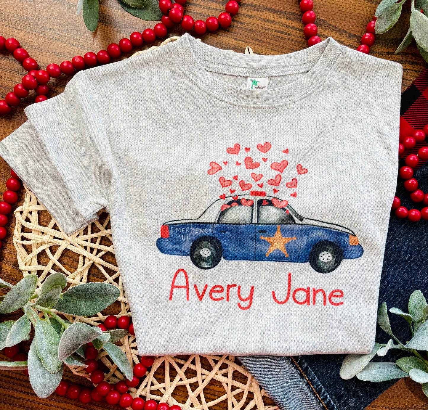 Valentine Police Car on Grey with or without Name