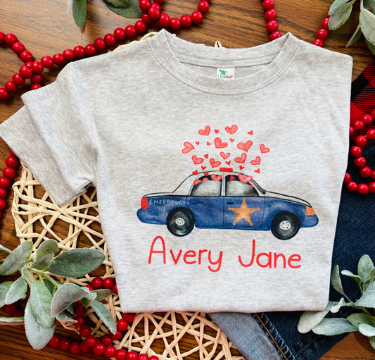 Valentine Police Car on Grey with or without Name