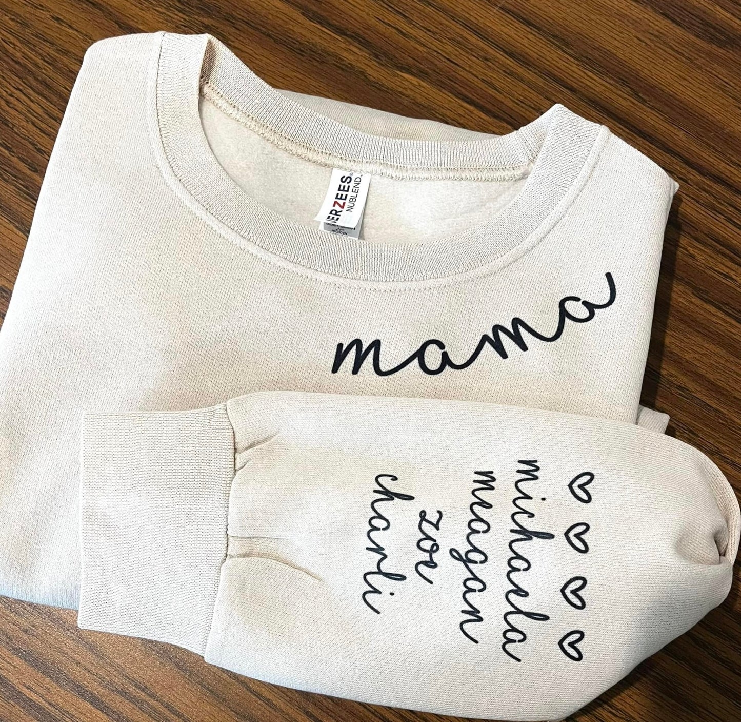 Custom Sweatshirt with Name + Names on Sleeve