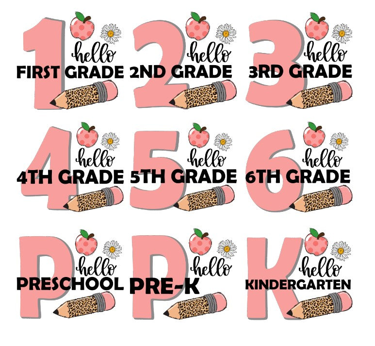 Girly Hello Grade! on Oatmeal: Preschool, Kindergarten, 1st, 2nd, 3rd, 4th, 5th, 6th