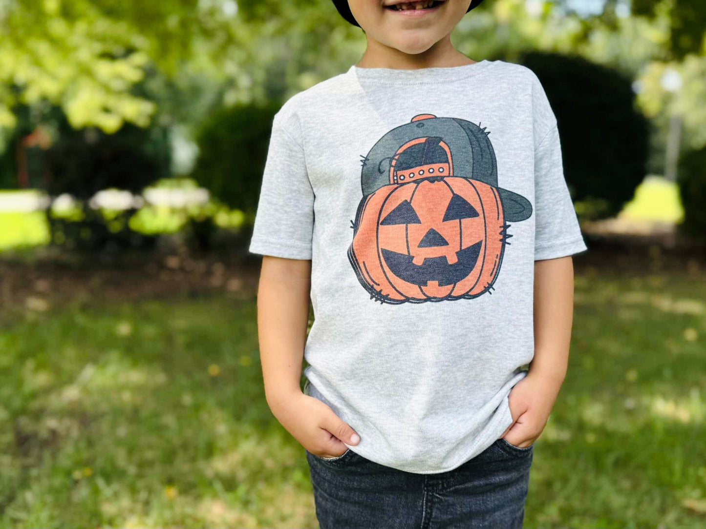 Pumpkin with Hat on Grey