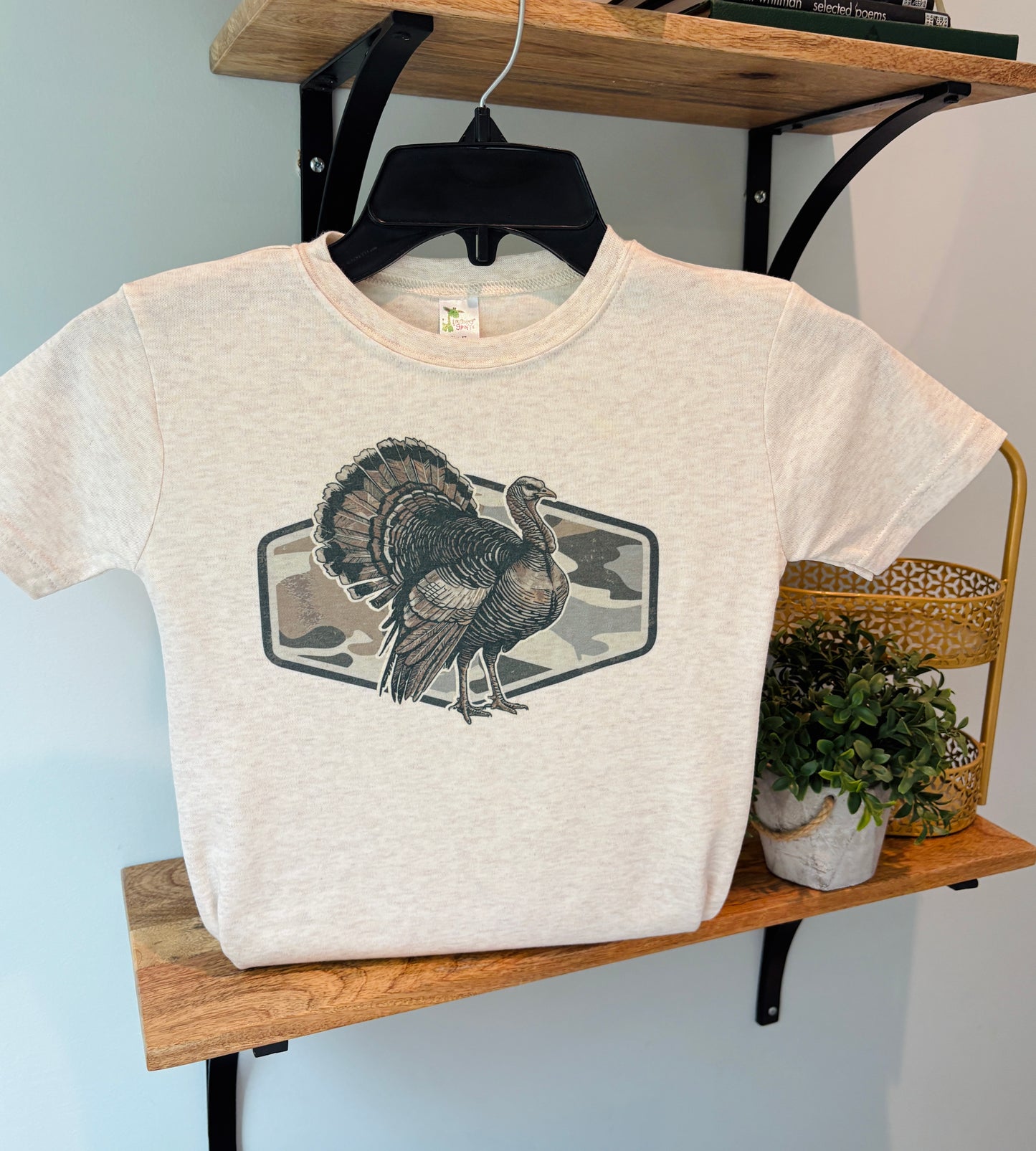 Turkey on Camo Plaque on Oatmeal