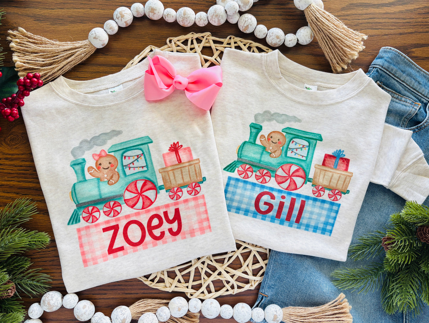 Girl Gingerbread Train on Oatmeal