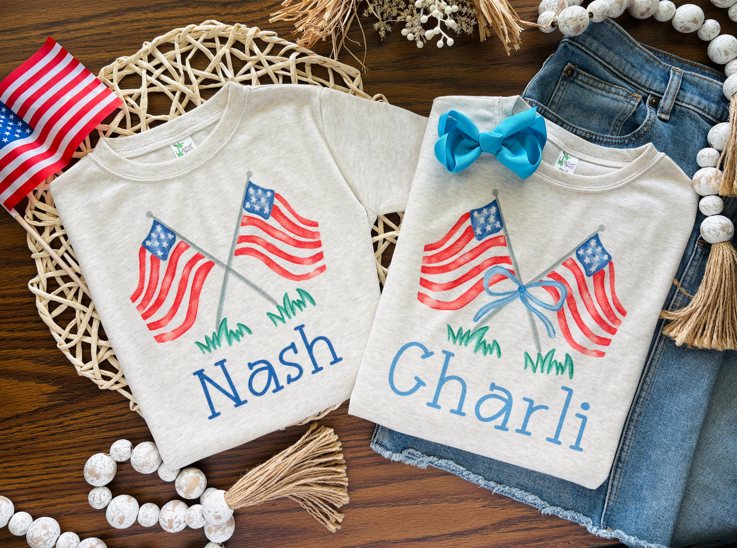 Boy USA Flags