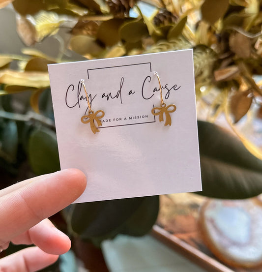 Tiny Bow Earrings from Clay and a Cause