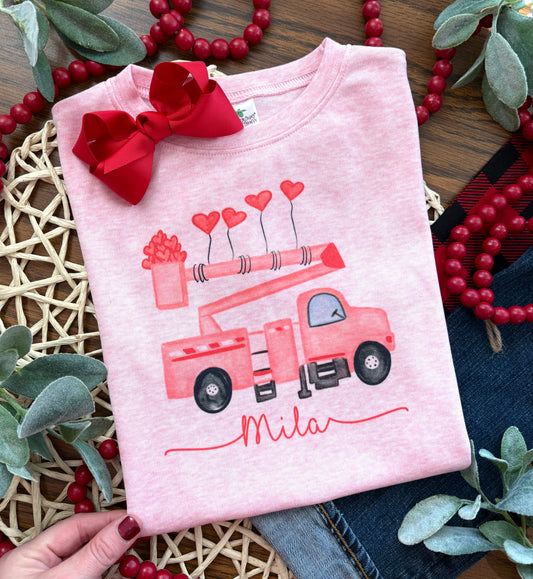 Valentine Pink Bucket Truck with or without Name