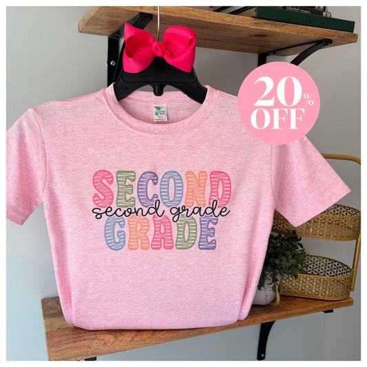 Sketch School Grade Primary Colors on Pink: Preschool, Kindergarten, 1st, 2nd, 3rd, 4th, 5th ‼️ Sale ‼️ 20% off at Checkout ‼️
