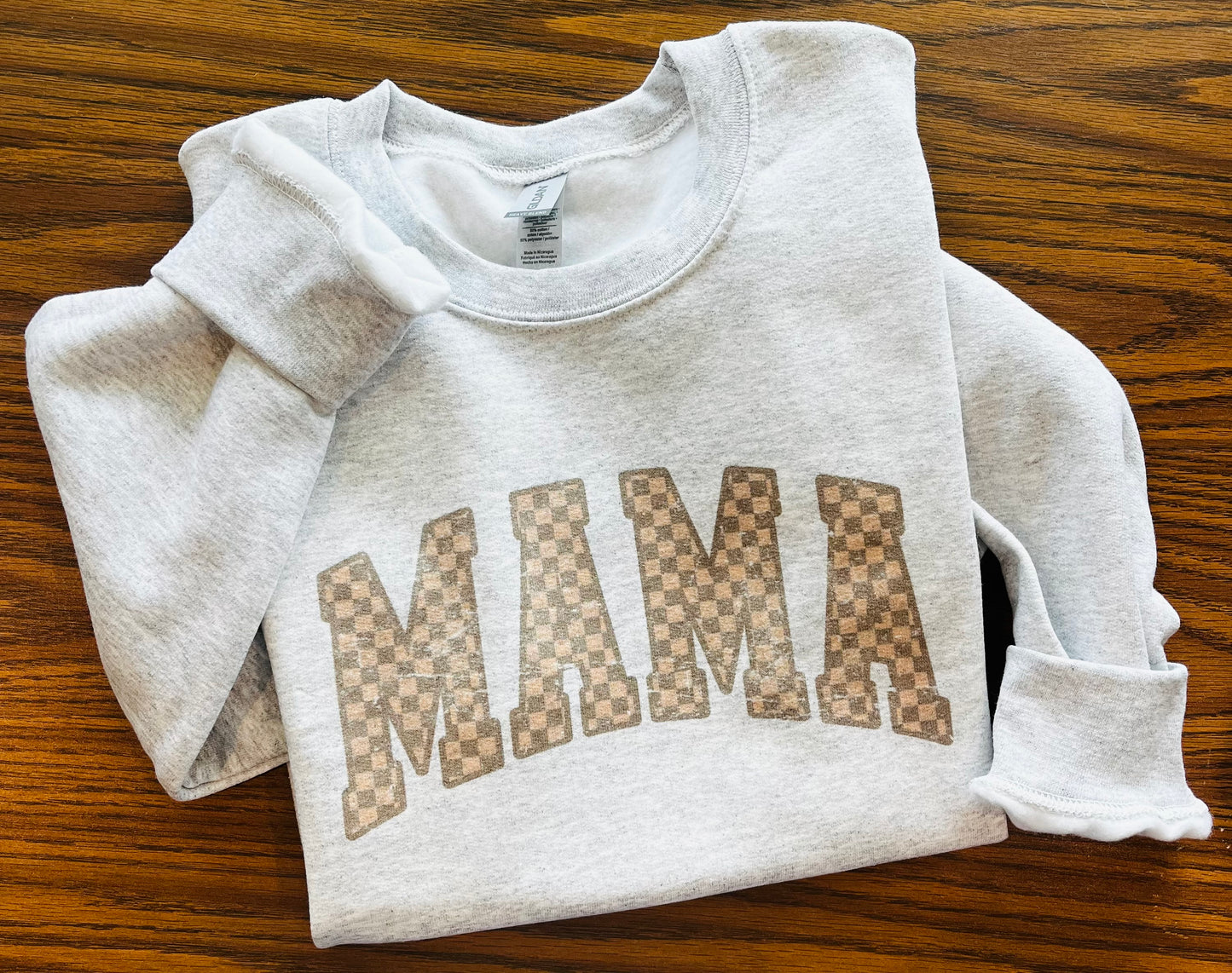 Tan Check Mama Sweatshirt