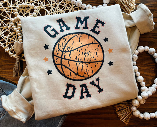 Basketball Game Day with Custom Name + Number on Back - Sweatshirt