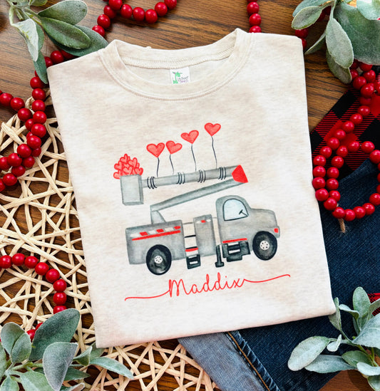 Valentine Bucket Truck with or without name on Oatmeal