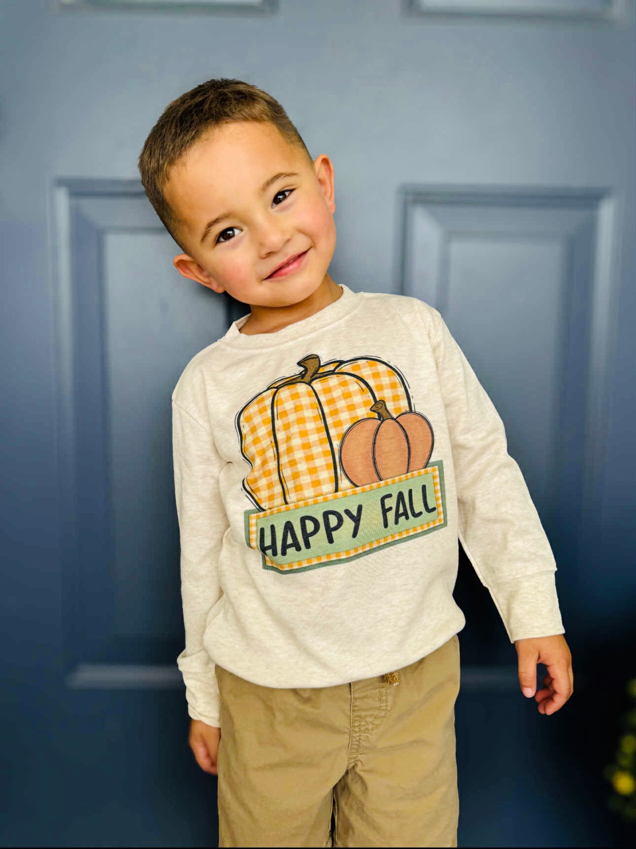 Boy Plaid Pumpkin with Name