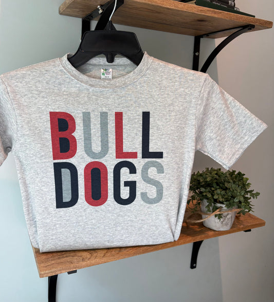 Custom Color Block Team Mascot on Grey, Bulldogs, Tigers, Pirates, Wildcats, Any Custom Team and Colors!