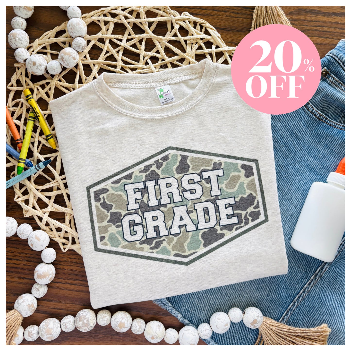 Camo Plaque Grade, Pre-K, Kindergarten, First, Second, Third, Fourth  ‼️ Sale ‼️ 20% off at Checkout ‼️