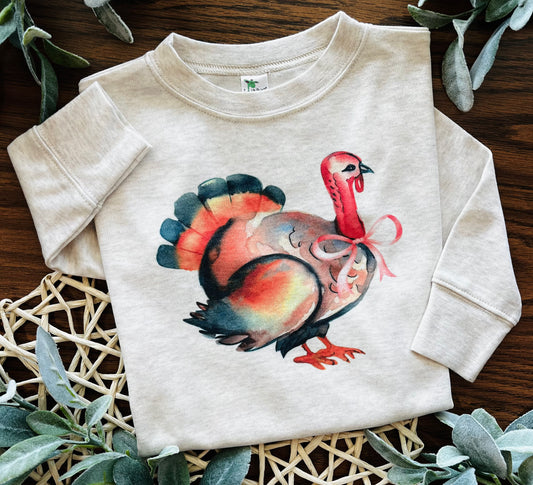 Girl watercolor Turkey Pullover 3t