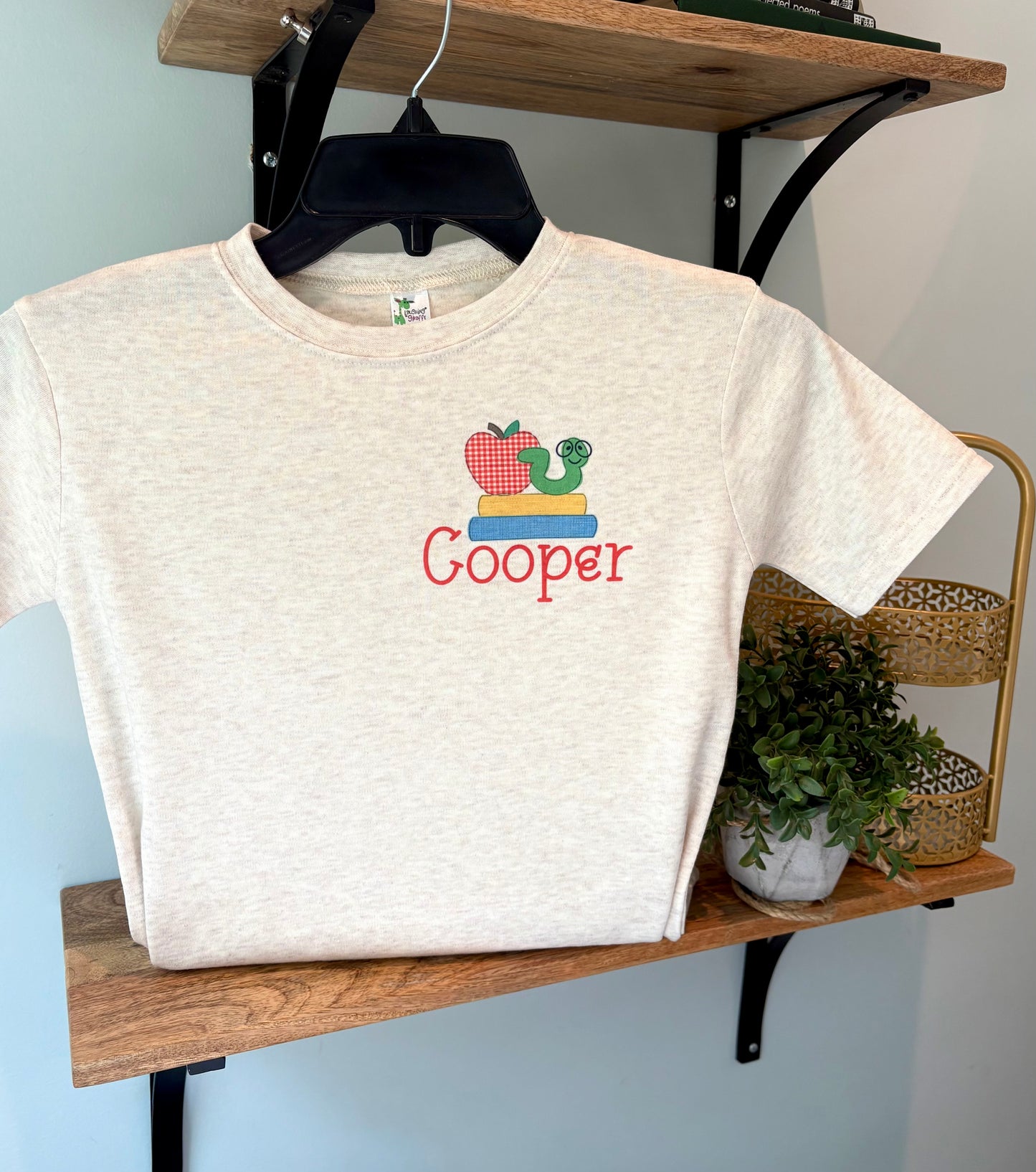Chest Pocket Size School Books and Caterpillar with or without Name on Oatmeal