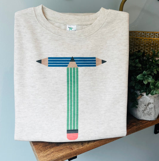 Single Letter Pencil Initial Primary Colors