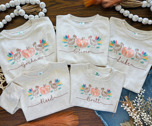 Boy Turkey Trio with without Custom Name