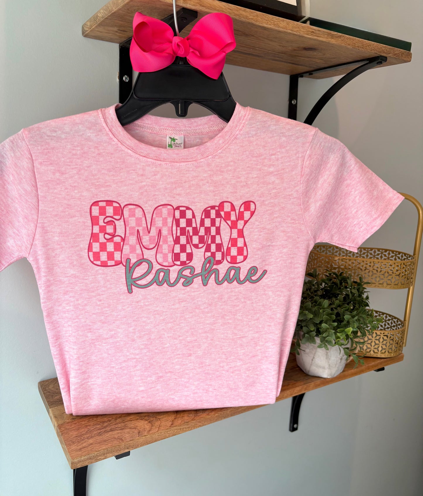 Pink Check Custom Name on Pink