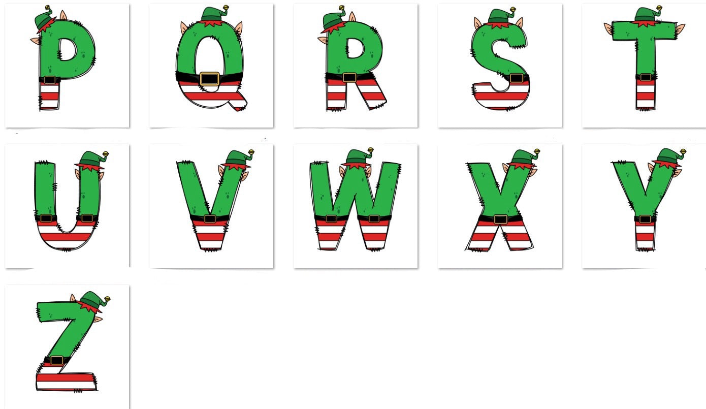 Christmas Elf Initial on Pink