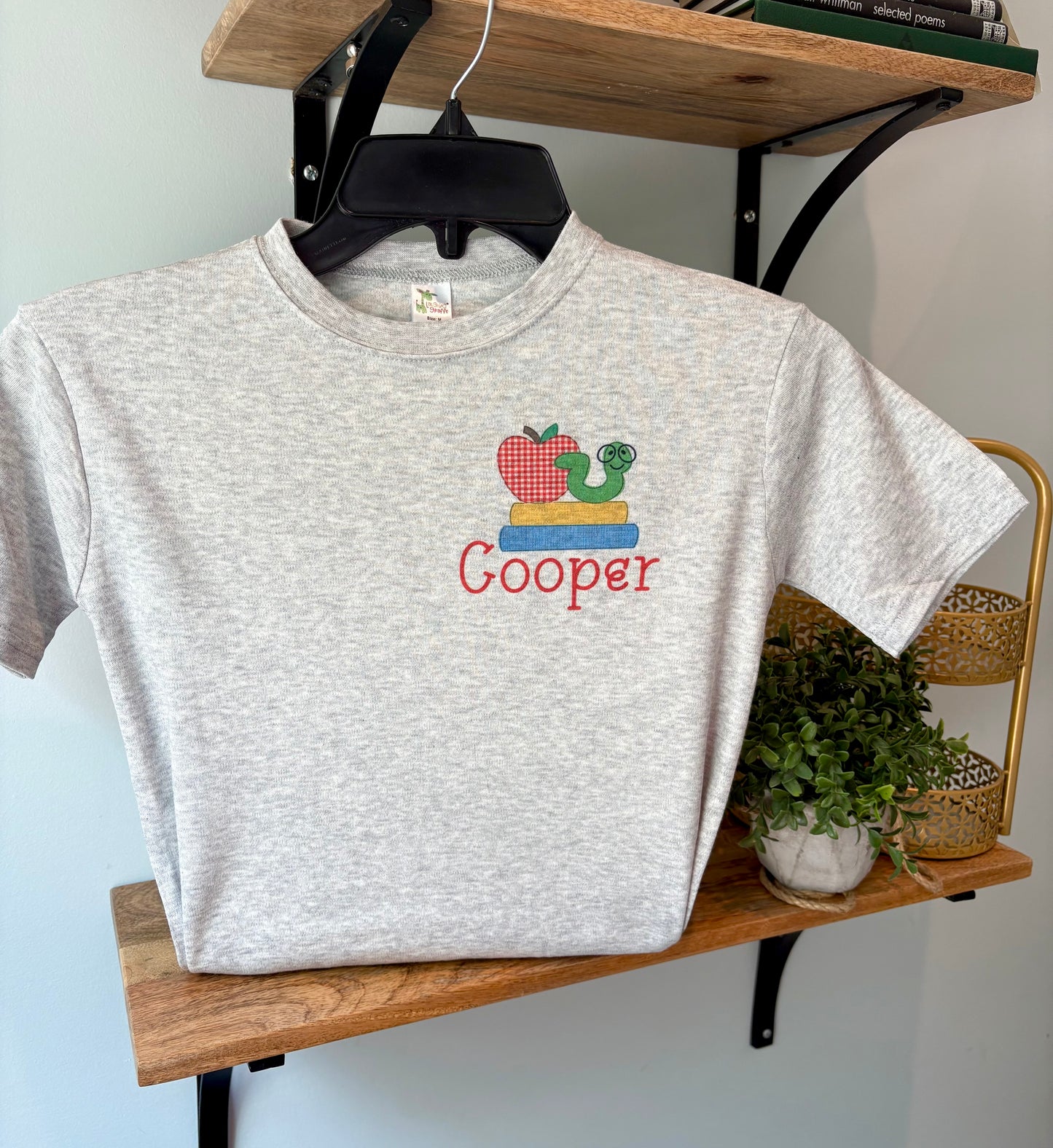 Chest Pocket Size School Books and Caterpillar with or without Name on Grey