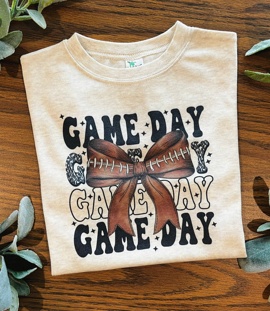 Game Day Football Bow - Black Words