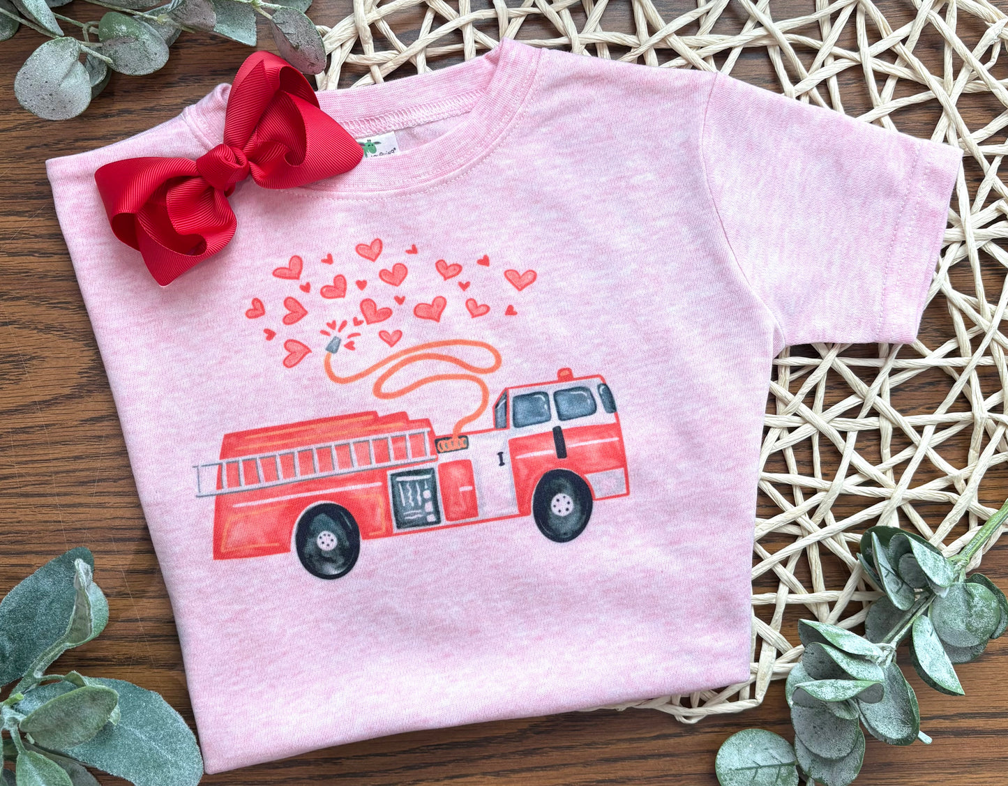 Valentine Firetruck on Pink