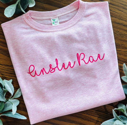 Cursive Custom Name - Pink on Pink