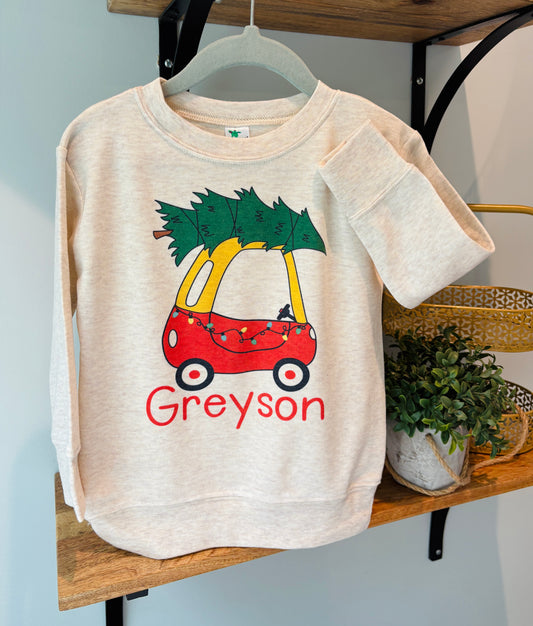 Red Toddler Car Christmas Tree with or without Personalization