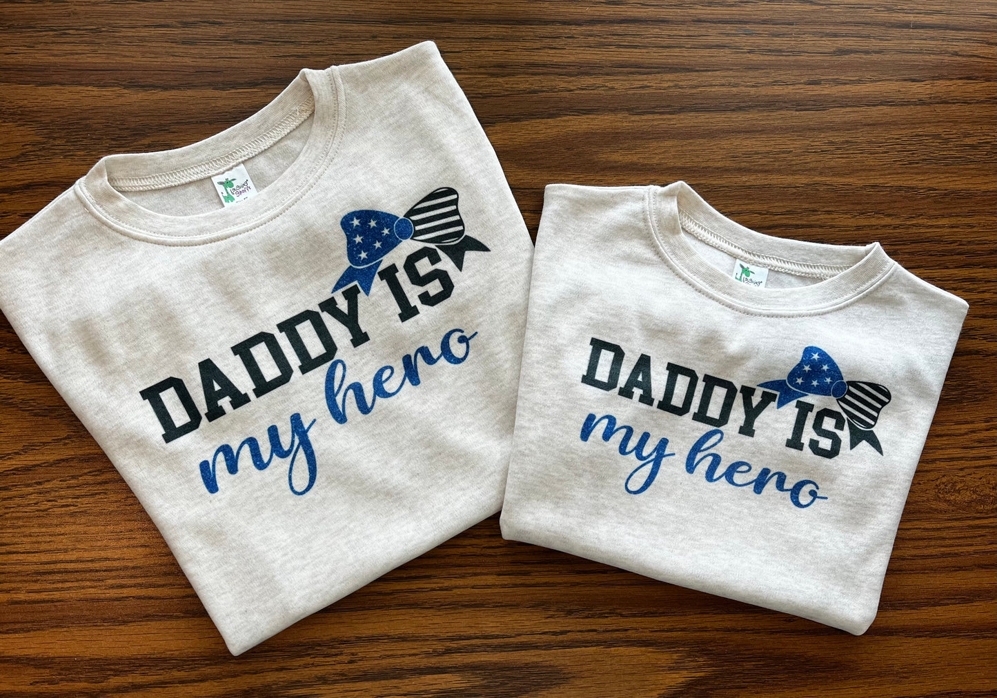 Daddy is my Hero with Blue accents - on Grey
